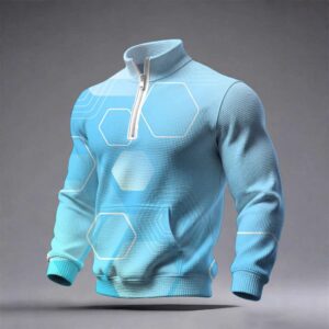 3D Stand Collar Zip Waffle Sweatshirt